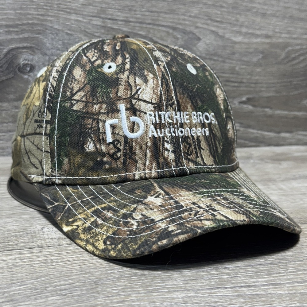 Ritchie Bros Auctioneers Hat Cap Strap Back Camo Green Brown Embroidered Mens